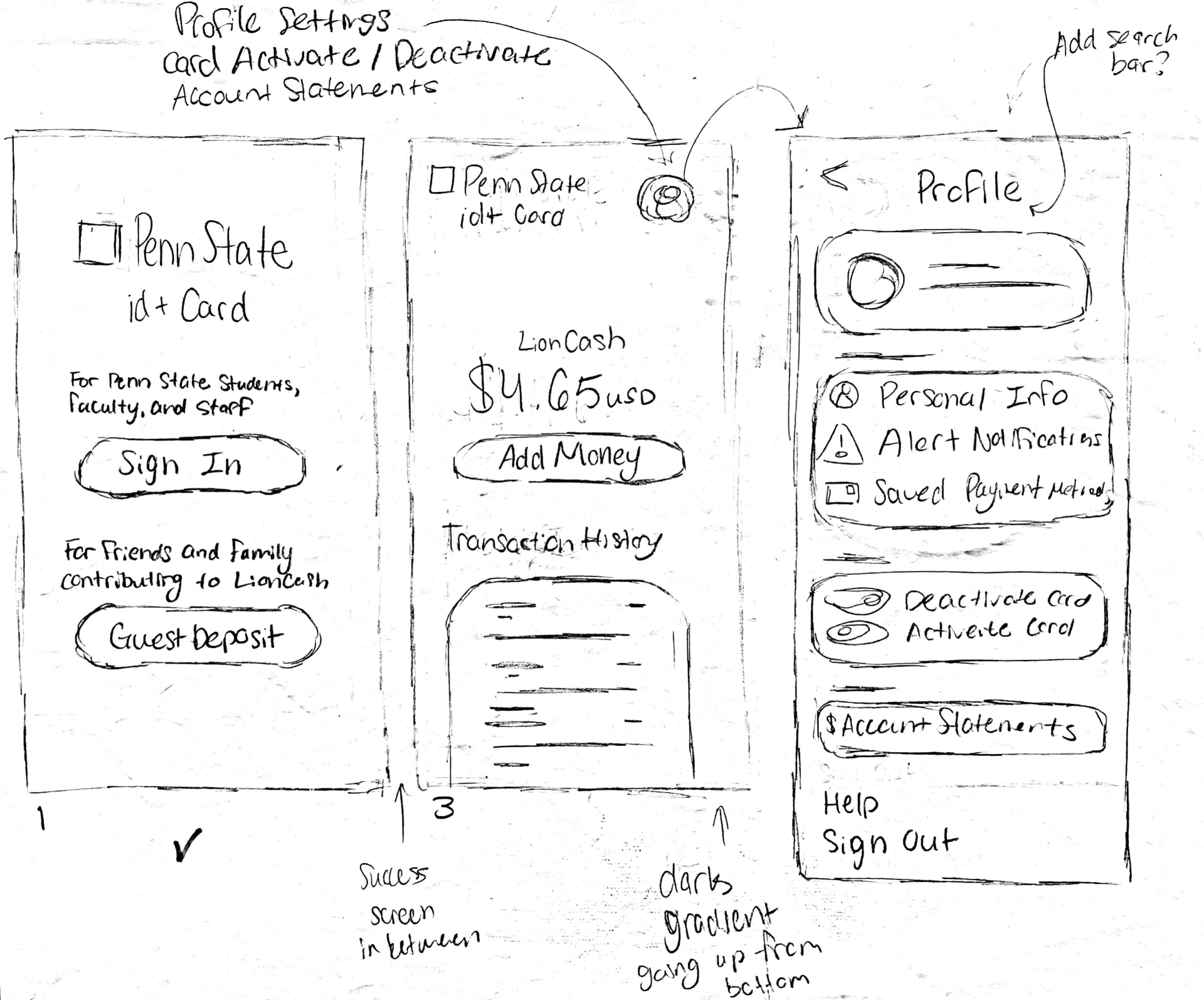 Re-engineering the campus wallet for zero friction — Ideation sketch 2